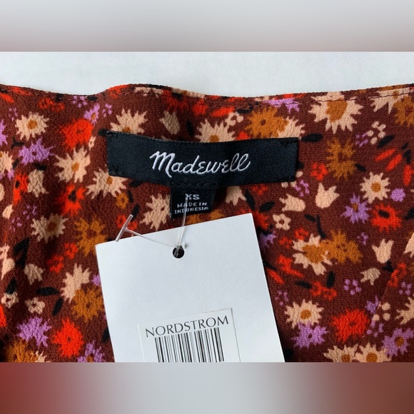 MADEWELL Spring Prairie Tie Sleeve Button Front Top Rusted Burgundy XS NEW - Picture 3 of 9